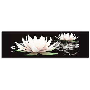 Küchenrückwand ARTLAND Zwei Lotusblumen auf dem Wasser Spritzschutzwände Gr. B/H: 170 cmx50 cm, schwarz Küchendekoration Spritzschutzwände Alu Spritzschutz mit Klebeband, einfache Montage