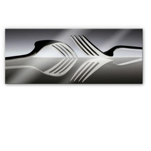 Küchenrückwand WALL-ART Silber Besteck Panorama Spritzschutzwände Gr. B/H: 100 cmx40 cm, bunt Küchendekoration Herd Waschbecken Wandschutz