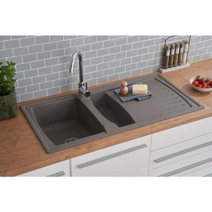 Küchenspüle Einbauspüle Spüle Granit Mineralite 100 x 50 Grau Respekta Boston