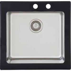 Küchenspüle Glas Einbauspüle Edelstahl Spüle 55 x 53 Schwarz Respekta New York
