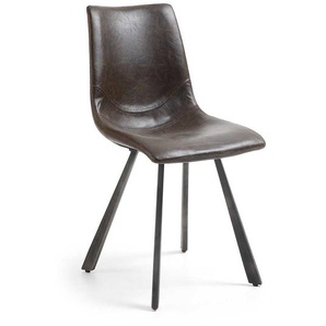 Küchenstühle in Dunkelbraun Kunstleder Metallgestell (4er Set)