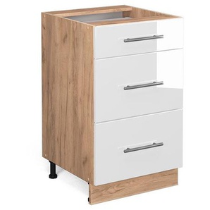 Küchenunterschrank Fame-Line, Weiß Hochglanz, 50 cm ohne Arbeitsplatte Vicco