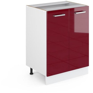 Küchenunterschrank R-Line, Bordeaux Hochglanz, 60 cm ohne Arbeitsplatte Vicco