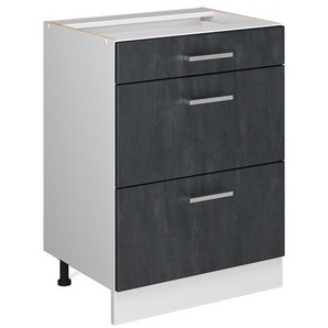 Küchenunterschrank R-Line, Schwarz Beton, 60 cm ohne Arbeitsplatte Vicco