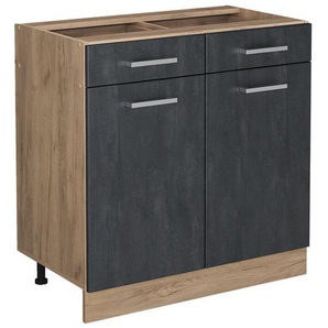 Küchenunterschrank R-Line, Schwarz Beton, 80 cm ohne Arbeitsplatte Vicco