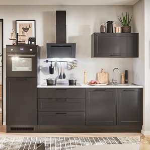 Küchenzeile 260 cm 260 x 195 x 60cm Schwarz ohne Elektrogeräte