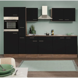 Küchenzeile Oliver X 300cm Schwarz/Schwarz