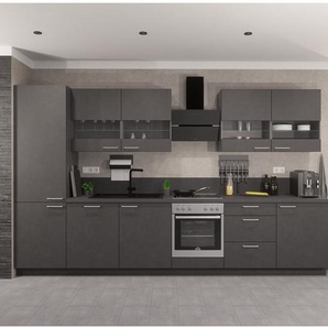 Küchenzeile Concept III 360 x 217 x 60cm Ausrichtung links Schwarz/Beton Dunkel Dekor Beko