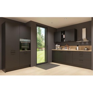 Küchenzeile ConceptC II 366 x 215 x 60cm Ausrichtung links Schwarz/Schwarz/Eiche Sierra Dekor ohne Elektrogeräte