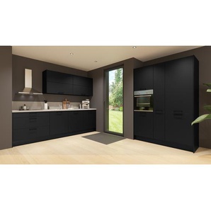 Küchenzeile ConceptC III 217 x 60cm Ausrichtung rechts Schwarz/Schwarz/Beton Dekor ohne Elektrogeräte