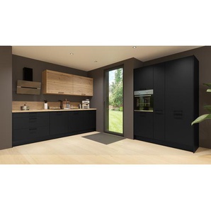 Küchenzeile ConceptC III 426 x 215 x 60cm Ausrichtung rechts Schwarz/Schwarz/Eiche Havanna Dekor Beko
