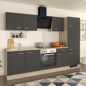 Küchenzeile Cresta Kombi C 270 x 200 x 60cm Braun/Grau/Basalt