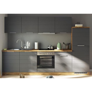 Küchenzeile Florenz I 300cm Grau/Matt Grau ohne Elektrogeräte