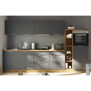Küchenzeile Florenz IV 330cm Grau/Matt Grau ohne Kochfeld ohne Elektrogeräte