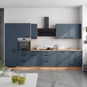 Küchenzeile High-Line Kombi D 360cm Ausrichtung links Blau/Dunkelblau ohne Elektrogeräte