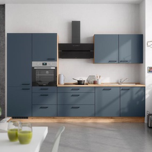 Küchenzeile High-Line Kombi D 330cm Ausrichtung links Blau/Dunkelblau ohne Elektrogeräte