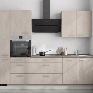 Küchenzeile High-Line Kombi D 300cm Ausrichtung links Grau/Beton Hell ohne Elektrogeräte