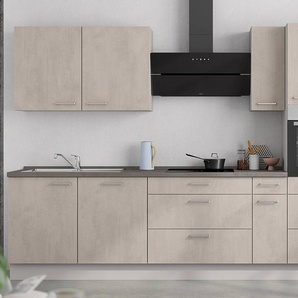 Küchenzeile High-Line Kombi D 360cm Ausrichtung rechts Grau/Steingrau mit Elektrogeräten