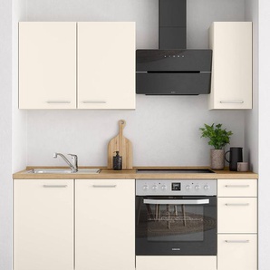 Küchenzeile High-Line Touch Variante A 180cm Ausrichtung rechts Beige/Magnolia/Eiche Sierra Dekor mit Elektrogeräten
