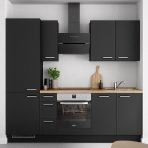 Küchenzeile High-Line Touch Variante A 240cm Ausrichtung links Schwarz/Schwarz/Eiche Sierra Dekor ohne Elektrogeräte