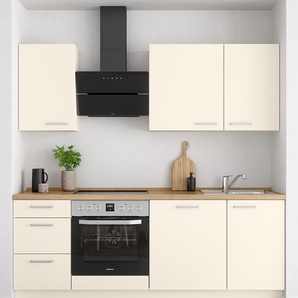 Küchenzeile High-Line Touch Variante B 210cm Ausrichtung links Beige/Magnolia/Eiche Sierra Dekor ohne Elektrogeräte