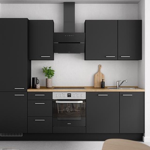 Küchenzeile High-Line Touch Variante B 270cm Ausrichtung links Schwarz/Schwarz/Eiche Sierra Dekor ohne Elektrogeräte