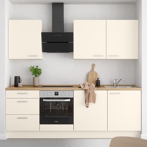 Küchenzeile High-Line Touch Variante C 240cm Ausrichtung links Beige/Magnolia/Eiche Sierra Dekor ohne Elektrogeräte