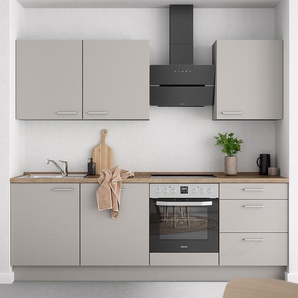 Küchenzeile High-Line Touch Variante C 240cm Ausrichtung rechts Grau/Grau/Eiche Havanna Dekor ohne Elektrogeräte