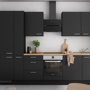 Küchenzeile High-Line Touch Variante C 330cm Ausrichtung links Schwarz/Schwarz/Eiche Sierra Dekor ohne Elektrogeräte