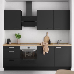Küchenzeile High-Line Touch Variante C 240cm Ausrichtung links Schwarz/Schwarz/Eiche Sierra Dekor ohne Elektrogeräte