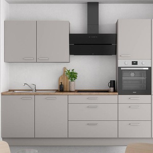 Küchenzeile High-Line Touch Variante D 330cm Ausrichtung rechts Grau/Grau/Eiche Havanna Dekor ohne Elektrogeräte