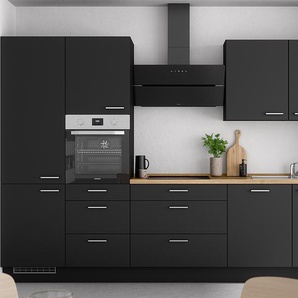 Küchenzeile High-Line Touch Variante D 330cm Ausrichtung links Schwarz/Schwarz/Eiche Sierra Dekor ohne Elektrogeräte