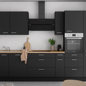 Küchenzeile High-Line Touch Variante D 360cm Ausrichtung rechts Schwarz/Schwarz/Eiche Sierra Dekor ohne Elektrogeräte