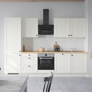 Küchenzeile High-Line Variante C 300cm Ausrichtung links Weiß/Weiß ohne Elektrogeräte