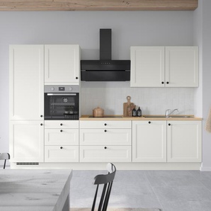 Küchenzeile High-Line Variante D 330cm Ausrichtung links Weiß/Weiß ohne Elektrogeräte