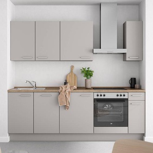 Küchenzeile Low-Line Touch Variante C 240cm Ausrichtung rechts Grau/Grau/Eiche Havanna Dekor ohne Elektrogeräte