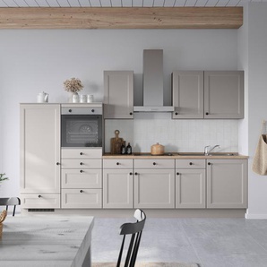 Küchenzeile Low-Line Variante D 330cm Ausrichtung links Grau/Steingrau ohne Elektrogeräte