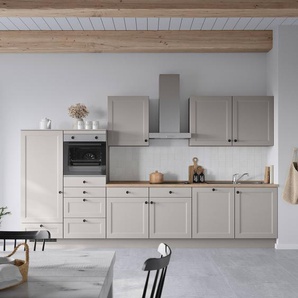 Küchenzeile Low-Line Variante D 360cm Ausrichtung links Grau/Steingrau ohne Elektrogeräte