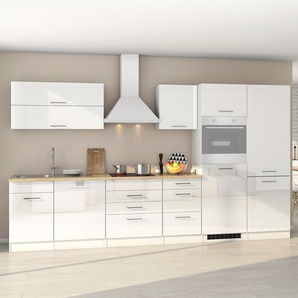 Küchenzeile Mailand XIII 360 x 200 x 60cm Weiß/Weiß ohne Kochfeld ohne Elektrogeräte