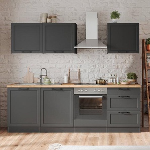 Küchenzeile Meran 240cm Grau/Matt Grau ohne Elektrogeräte