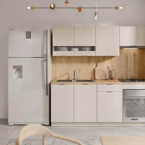 Küchenzeile - Mit Arbeitsplatte 200 cm - Beige & Holzfarben - CARMEO