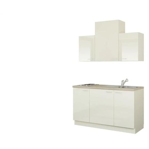 Küchenzeile mit Elektrogeräten - creme - Materialmix - 150 cm | Möbel Kraft