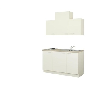 Küchenzeile mit Elektrogeräten - creme - Materialmix - 150 cm | Möbel Kraft