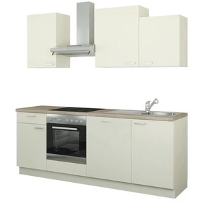 Küchenzeile mit Elektrogeräten - creme - Materialmix - 220 cm - 222 cm - cm 60,0 | Möbel Kraft