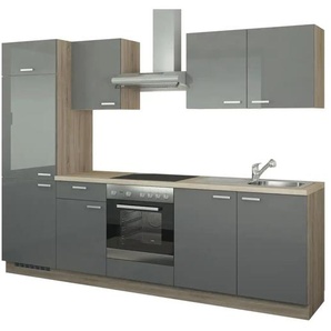 Küchenzeile mit Elektrogeräten - creme - Materialmix - 270 cm | Möbel Kraft