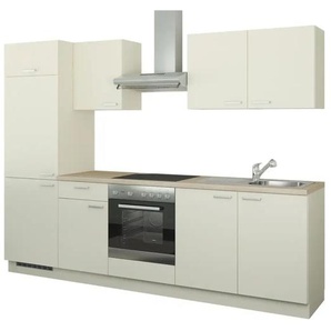Küchenzeile mit Elektrogeräten - creme - Materialmix - 270 cm | Möbel Kraft