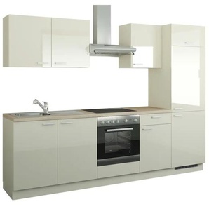 Küchenzeile mit Elektrogeräten - creme - Materialmix - 270 cm | Möbel Kraft
