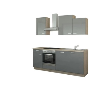 Küchenzeile mit Elektrogeräten  Erfurt ¦ grau ¦ Maße (cm): B: 220 H: 222 T: 60.0
