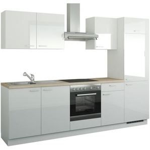 Küchenzeile mit Elektrogeräten - weiß - Materialmix - 270 cm | Möbel Kraft