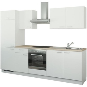 Küchenzeile mit Elektrogeräten - weiß - Materialmix - 270 cm | Möbel Kraft